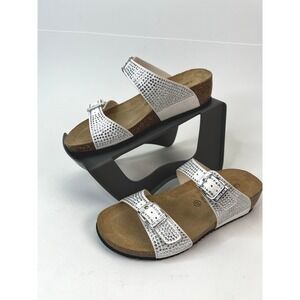 Grunland Rhinestone Embellished White‎ Buckle Sandals Size 37 EU ~ US 6.5-7